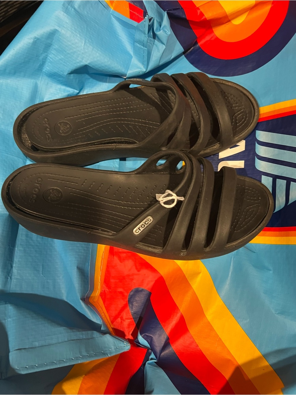 CROCS Men’s Black Strappy Slide Sandals